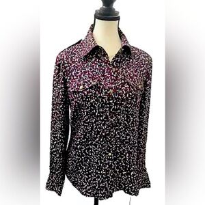 Tory Burch Women's Blouse Button Down Long Sleeves Collared Neck Chest Pockets 8